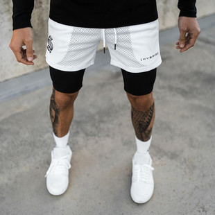 2021 Trendy Brand Sports Double-Layer Shorts for Men, Training Two-In-One Basketball Running Fitness Pants, Loose and Comfortable Casual Wear