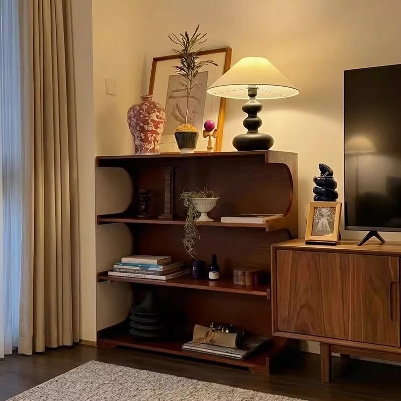 Gabinete de televisión de madera sólida estante de piso estante de almacenamiento contra la pared armario de exhibición bajo nuevo armario de almacenamiento de forma especial armario de almacenamiento