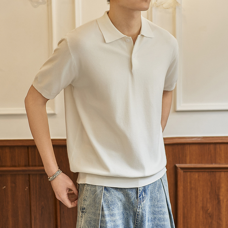 ZF8101-MW夏季优雅老钱14针插肩袖polo衫男商务复古短袖翻领T恤,男装针织衫/毛衣,星座614