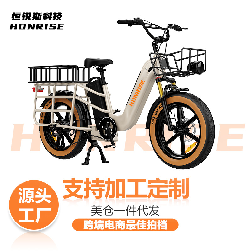 750W 美国仓一件代发20*4.0双电池货运电动自行车