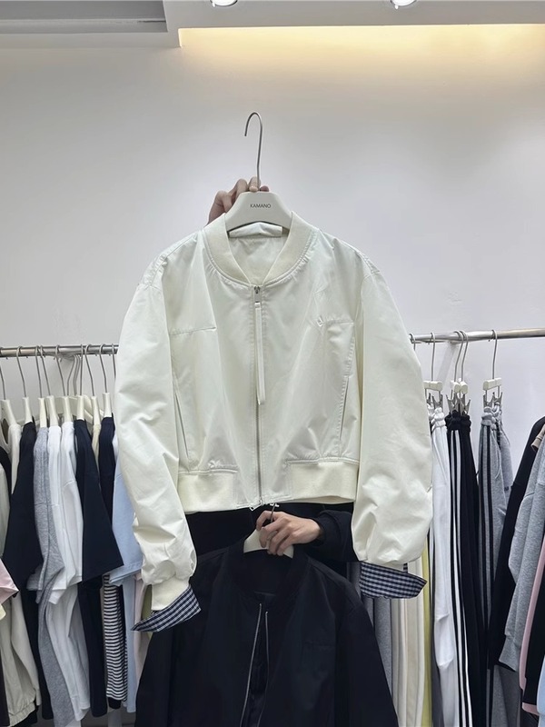 秋季新款韩版宽松立领拼接格子棒球服外套时尚休闲夹克外套A7007|undefined