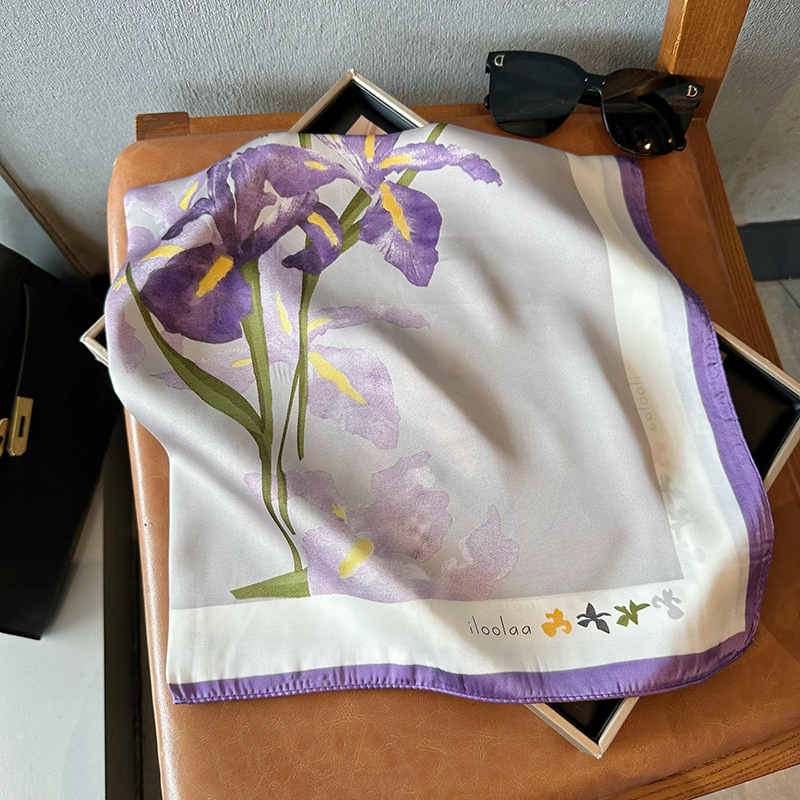 Bufandas de seda para mujeres 2025 primavera y otoño moda versátil temperamento minimalista 65cm bufandas de seda simuladas bufandas delgadas bufandas