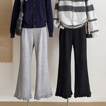 孕妇微喇裤子不勒肚子外穿春秋季无托腹裤子小个子孕妇春装抽绳腰