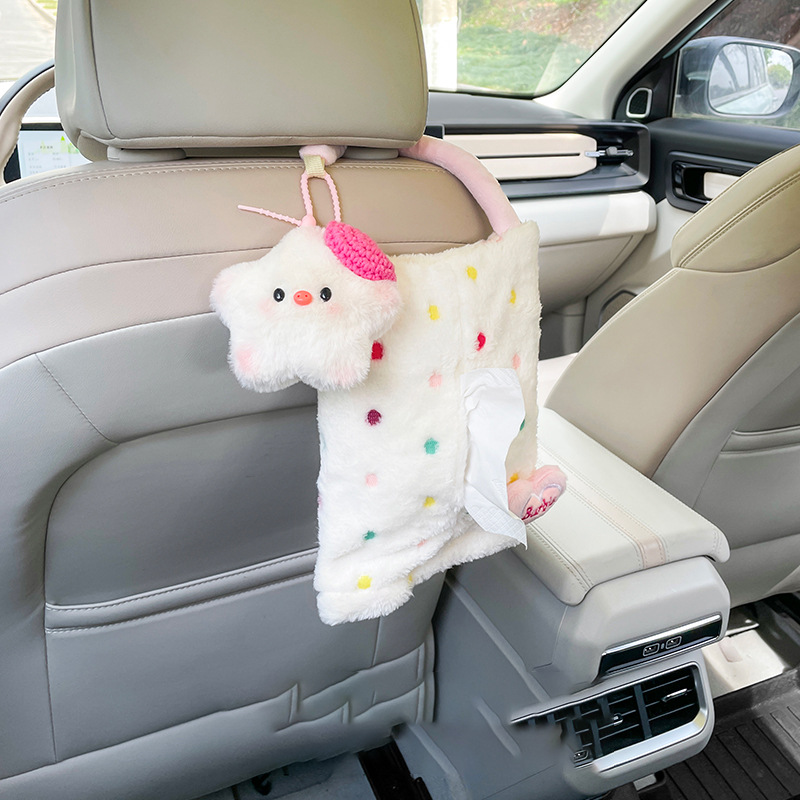 Caja de toallas de automóvil encantadora de cerdo, asiento de automóvil colgado en la espalda, bolsa de toallas de automóvil, bolsa de toallas creativas para mujeres image 1