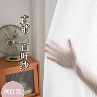 New Vertical Stripe Sunshine Strip Little Red Book Same Style Shutter Yarn Customized Engineering Hotel Living Room Bedroom Window Screen Yarn Curtain