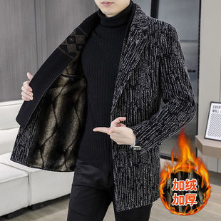 Winter Men's Thickeneded Woolen Outwear 2024 New Windbreaker Men's Mid-Length Autumn and Winter Clothing Korean Style Woolen Outwear Trendy