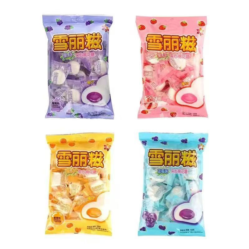 雪丽糍夹心水果味棉花糖100g休闲零食
