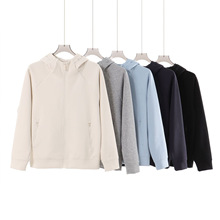 秋冬重磅400G高领拉链帽衫男秋冬厚款纯色连帽卫衣情侣款休闲上衣