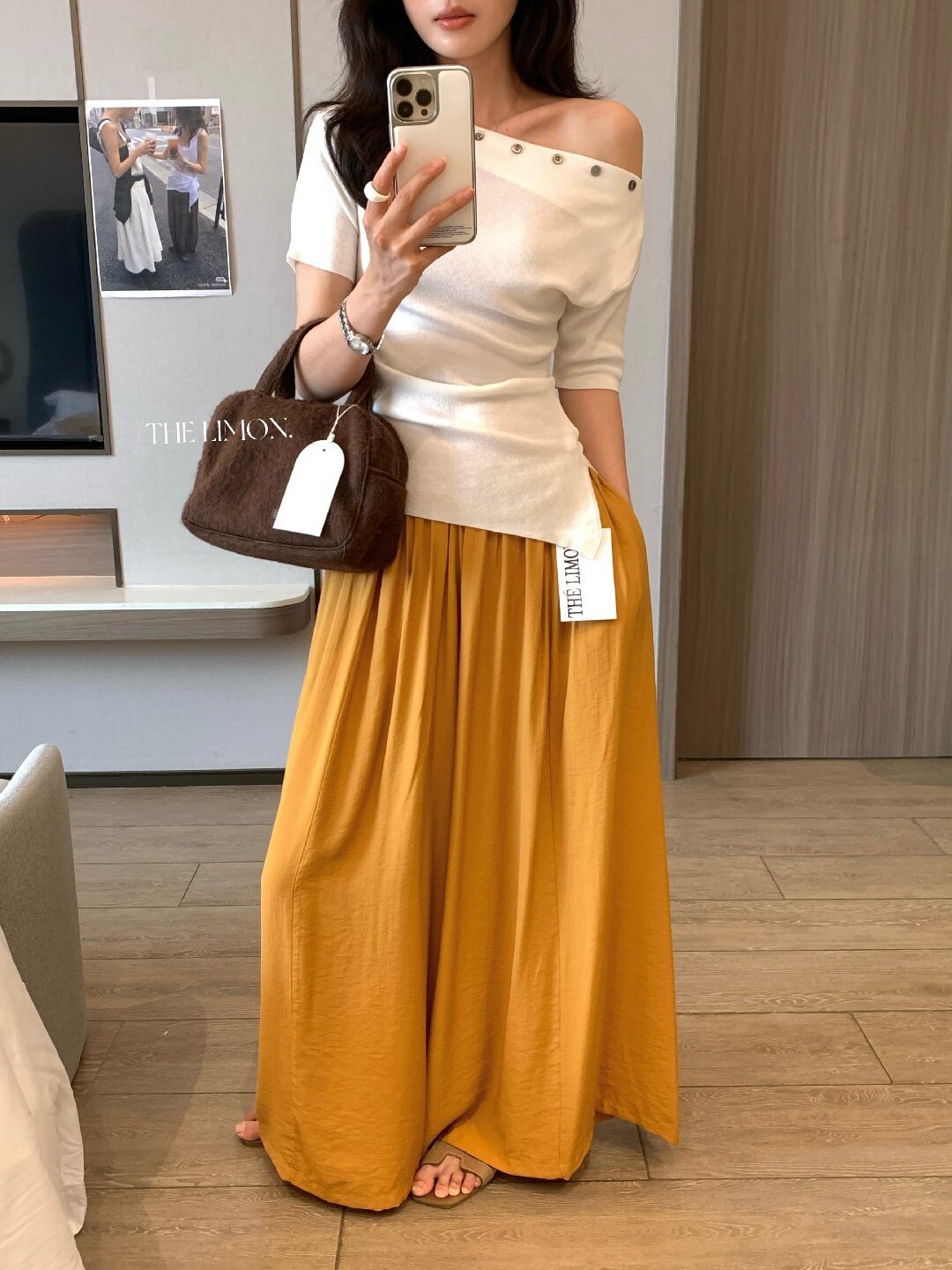 Quần culottes nữ ống rộng cạp cao dáng lười mùa hè 2026 — Thẻ nông, màu đen, màu hồng, màu cam chi tiết 13