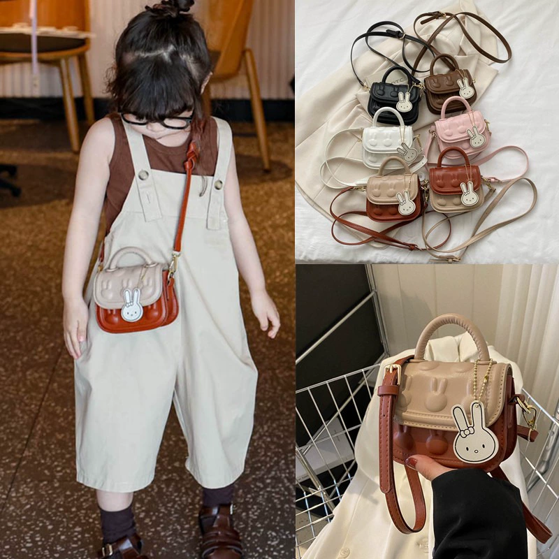 Летняя детская сумка женская pu милый маленький кролик иностранная девочка сумка через плечо детские аксессуары ручная сумка маленькая квадратная сумка