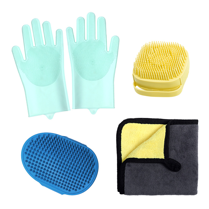 Amazon bate set de baño guantes cepillo para perros cepillo anti-atraqueo mascotas limpias herramientas de belleza para gatos y perros