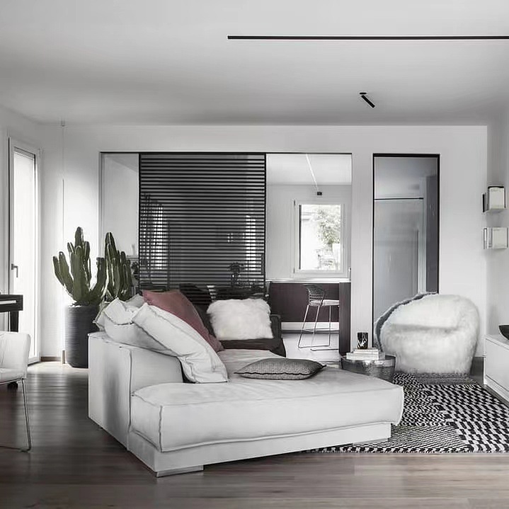 Internet celebridad nórdico tela sofá sala de estar combinación italiano minimalista pequeño apartamento en forma de esquina extraíble lavable sofá abajo