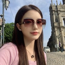 正品小香开车时尚大框高级感无框墨镜女2025新款遮脸气质太阳镜旅