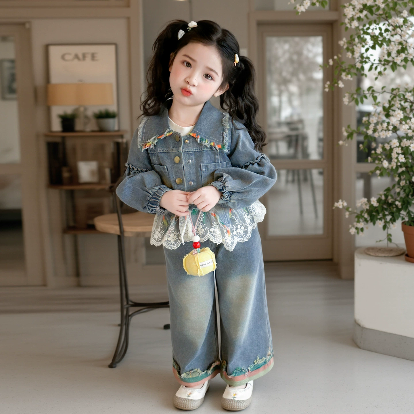 Denim children's set, jacket, jeans, western style