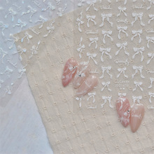 tomoni贝壳光美甲贴纸莫失合作款小红书爆款指甲贴黑白蝴蝶结贴纸