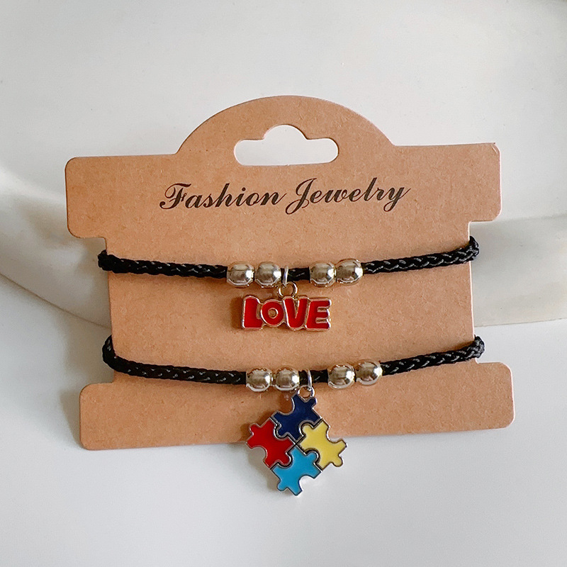 13g Weight Alloy Pendant Material Bracelets Classification rope Chain Material Cord String Chain Type 1 Piece Quantity Daily Occasion Alloy, rope Material Love, Jigsaw, Heart Shape Pattern All Seasons Season Unisex Gender Plating Design Simple Style Style Simple Style Love Jigsaw Heart Shape Alloy Rope Cord String String Bracelets Wholesale 4
