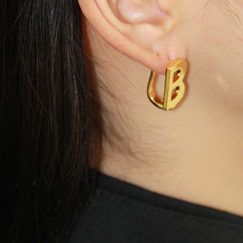 Elegant and Personalized 14K Brass Letter B Earrings for Women - Stylish, High-Quality, and Light Luxury Wholesale Accessory