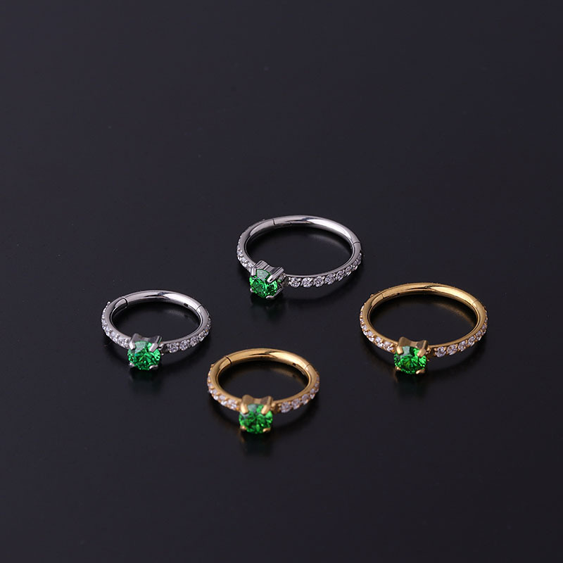 316L Stainless Steel Material Round Pattern 316L Stainless Steel Zircon Ear Cartilage Rings & Studs Round Waterproof Non Tarnish Surgical Steel Women'S