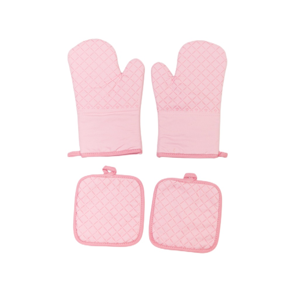 Guantes de aislamiento térmico de silicona de algodón engrosados alargados antideslizantes resistentes a altas temperaturas guantes de horno de microondas horno de cocción guantes antiquemaduras