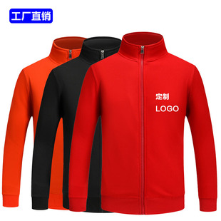 Heavy Weight Velvet 420g Autumn and Winter Stand-Up Collar Zipper Sweatshirt Printed with Logo Word Culture Shirt Work Clothes Team Uniform