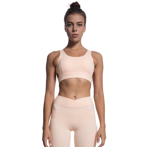 European and American hot selling tight-fitting European and American large backless sports bra, cross waist double pocket sweatpants yoga suit