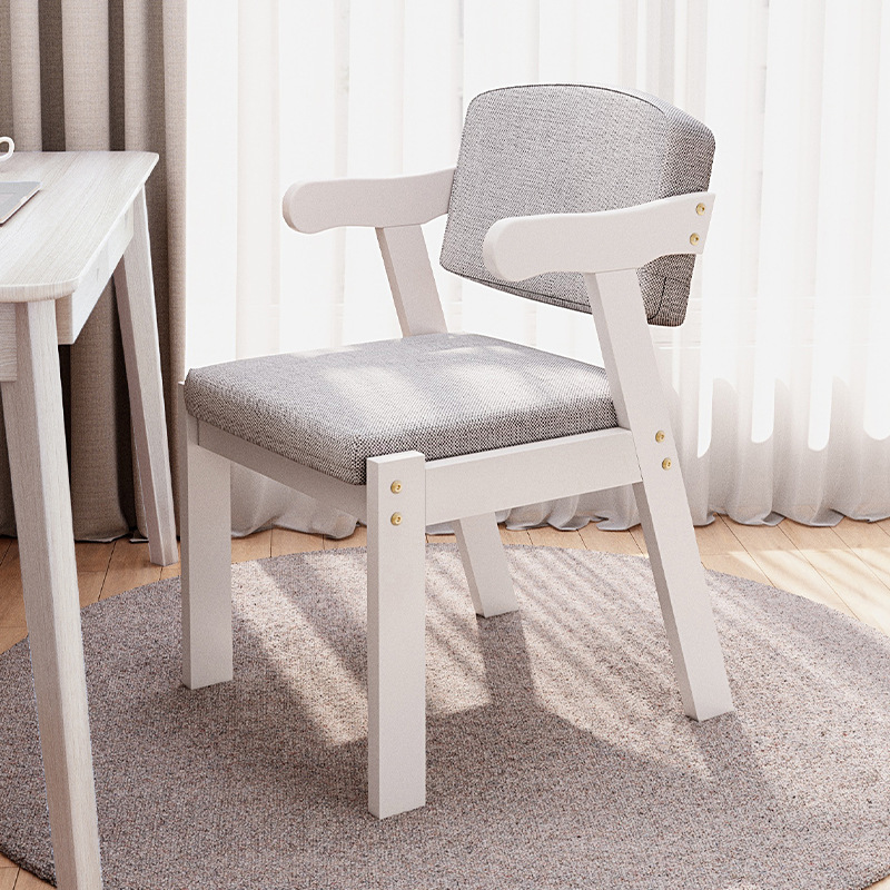 Silla de madera maciza silla de respaldo silla de estudio taburete de comedor con reposabrazos 2025 nuevo