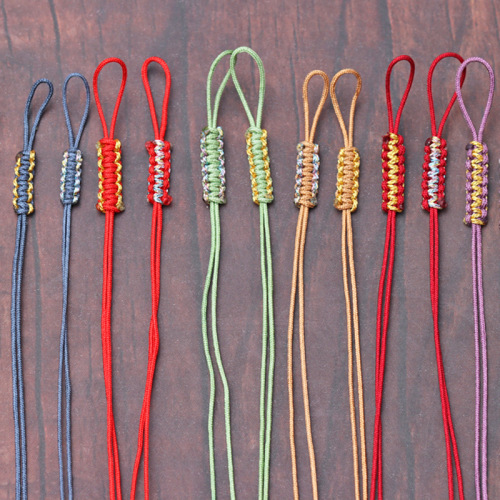 Silver and Gold Colored Thread No. 73 Flat Knot Pull Ring DIY Pendant Necklace Tail Line Keychain Accessory Fake Hoop Material Wholesale