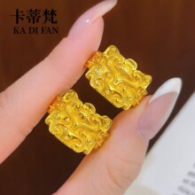 金店同款沙金瑞兽纹宽面饕餮戒指招财纳福吞金兽指环男女款食指戒