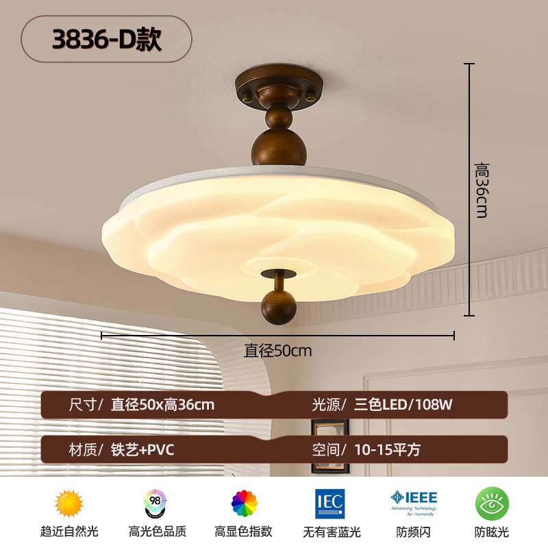 lámpara de techo del dormitorio crema medieval estudio lámpara de dormitorio principal retrógrada francesa de espectro completo armario lámpara de protección de ojos creativa