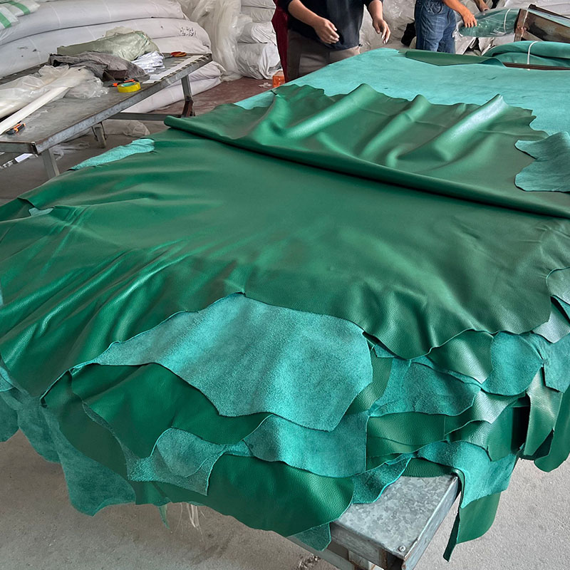 绿色皮子整张裁剪沙发座椅鼠标桌垫皮革面料头层牛皮加厚皮料