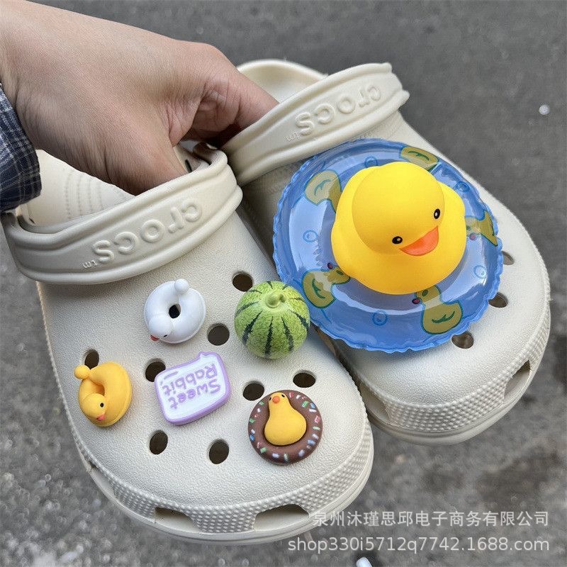 下駄アクセサリー DIY 靴バックル リトルイエローアヒル かわいい靴の花 立体子供用クロスボーダー靴ひも Amazon 装飾