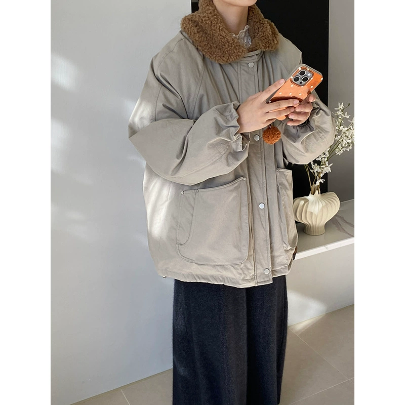 Jiangzuo высокое качество новый национальный стандарт 90 белая утка пуховик pike стиль пуховик лепестки рукава овечья шерсть воротник 1282