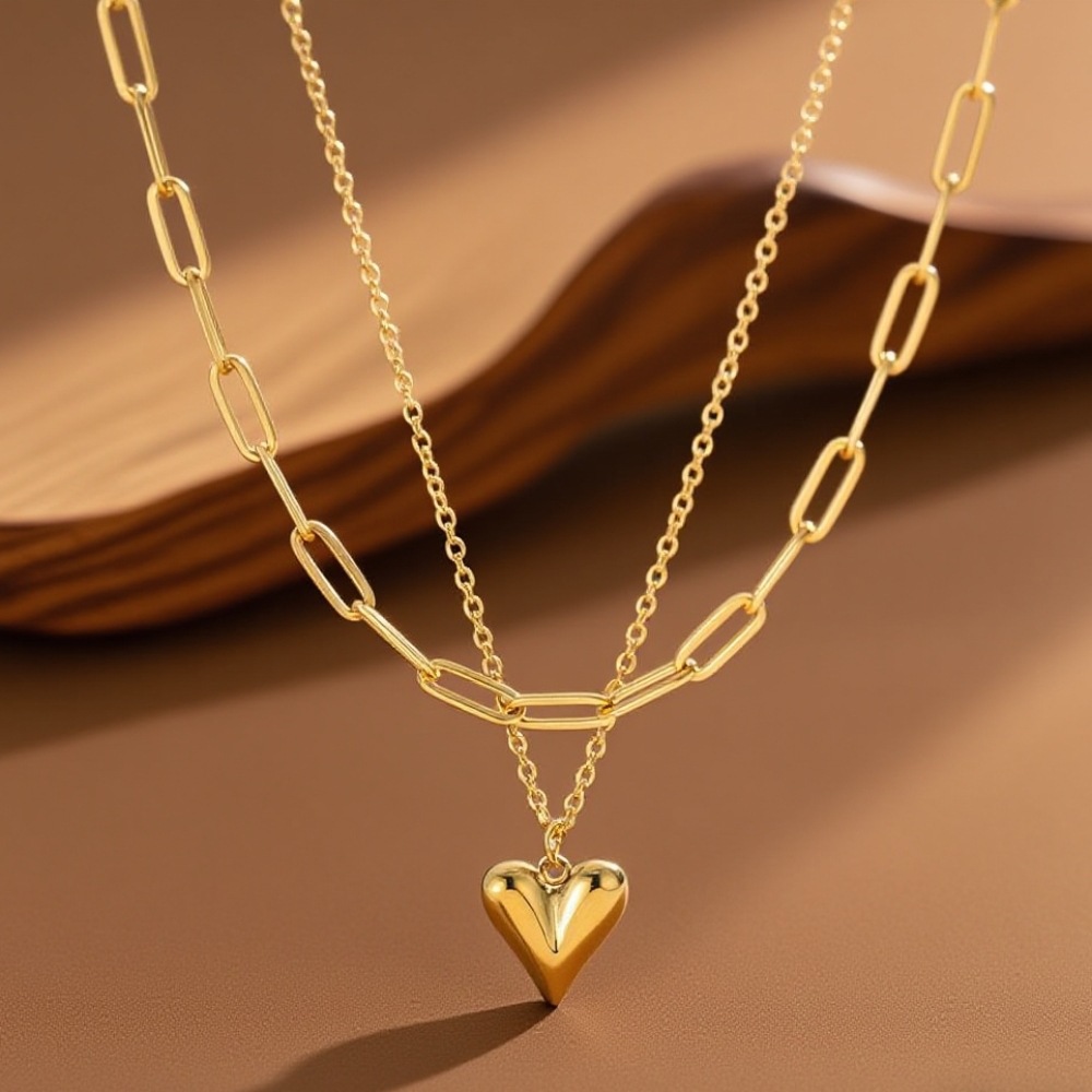 Collier double rang en acier titane, style transfrontalier, pour femme : luxe léger, sensation haut de gamme, couleur inaltérable._voghion.com