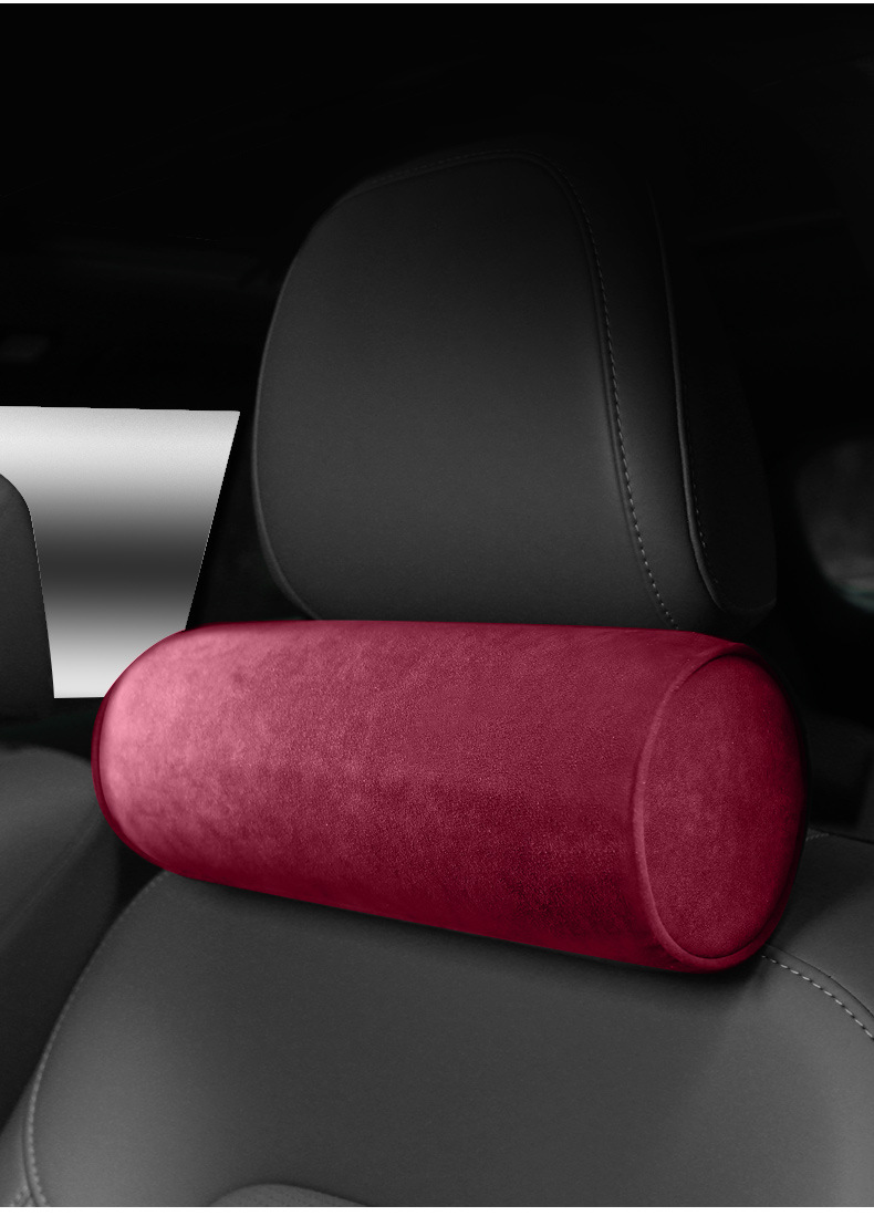 Italian Alcantara Suede Leather Seat Headrest Car Neck Pillow Memory Foam Cervical Spine Support Cushion