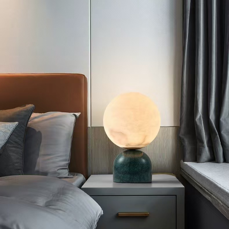 천연 대리석 터치 충전식 대리석 테이블 램프 간단한 현대 골동품 스타일 거실 침실 연구 장식 테이블 램프