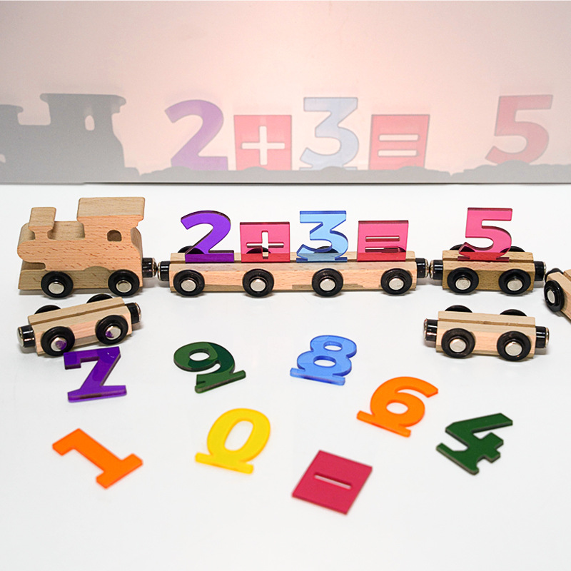Weiweihu Educación temprana para niños Tren de luces y sombras de rompecabezas Madera magnética Juguetes de madera de haya ensamblados cognitivos para niños