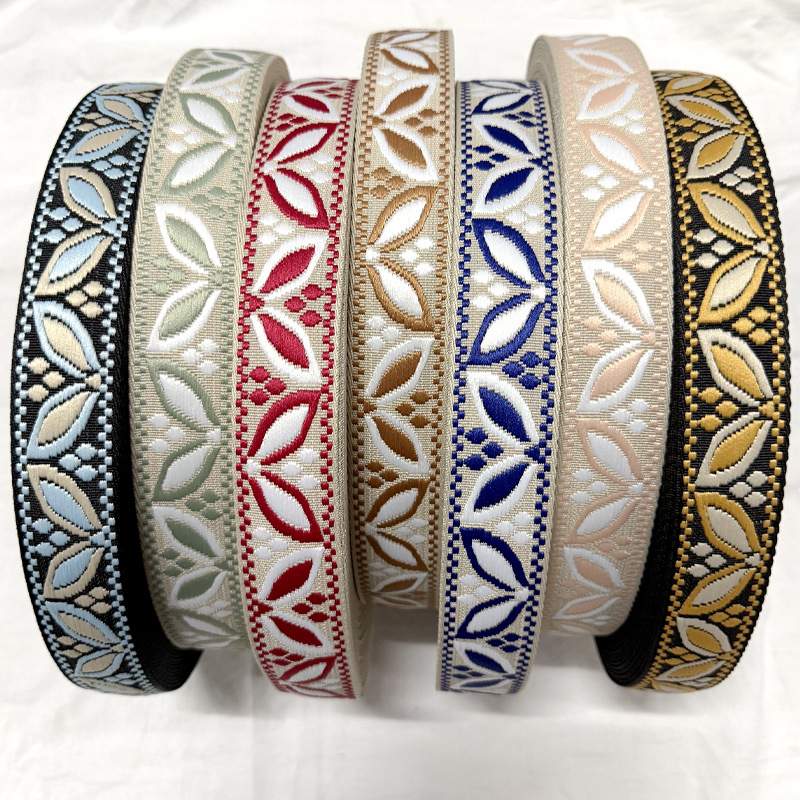 3.8CM树叶款提花带时尚肩带装饰织带玉兰花腰带加厚涤纶织带多色