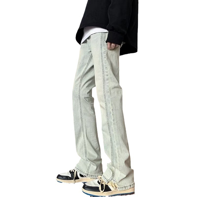 2024 primavera y otoño nuevo estilo jeans americanos hombres lavados y viejos pantalones de nicho High Street pantalones rectos sueltos tendencia