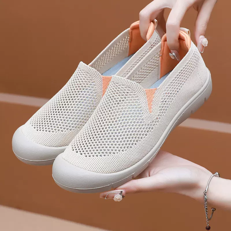 鞋子女2025春夏季新款网面透气单鞋女轻便软底舒适防滑耐磨懒人鞋