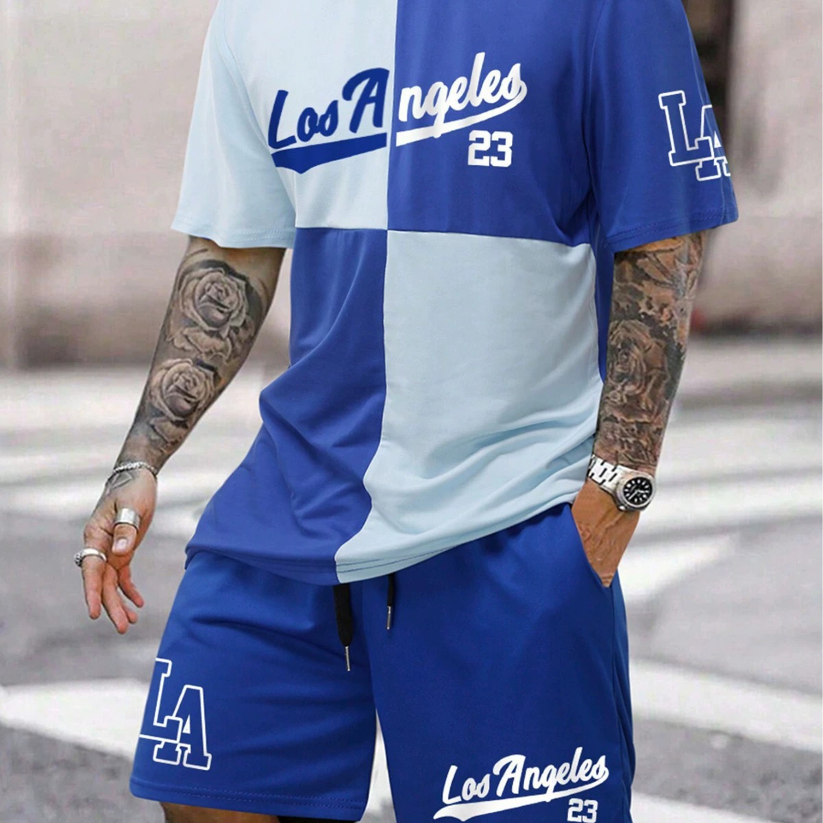 2025 Cross-Border Hot-Selling Suit Fashionable Short-Sleeved T-Shirt Pants Loose Men's 3D Digital Printing Order Standard