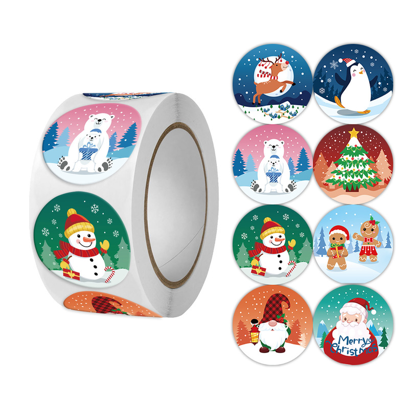 クロスボーダークリスマスステッカー高品質コート紙粘着ギフトバッグギフトボックス誕生日ラベルパーティーステッカー|undefined