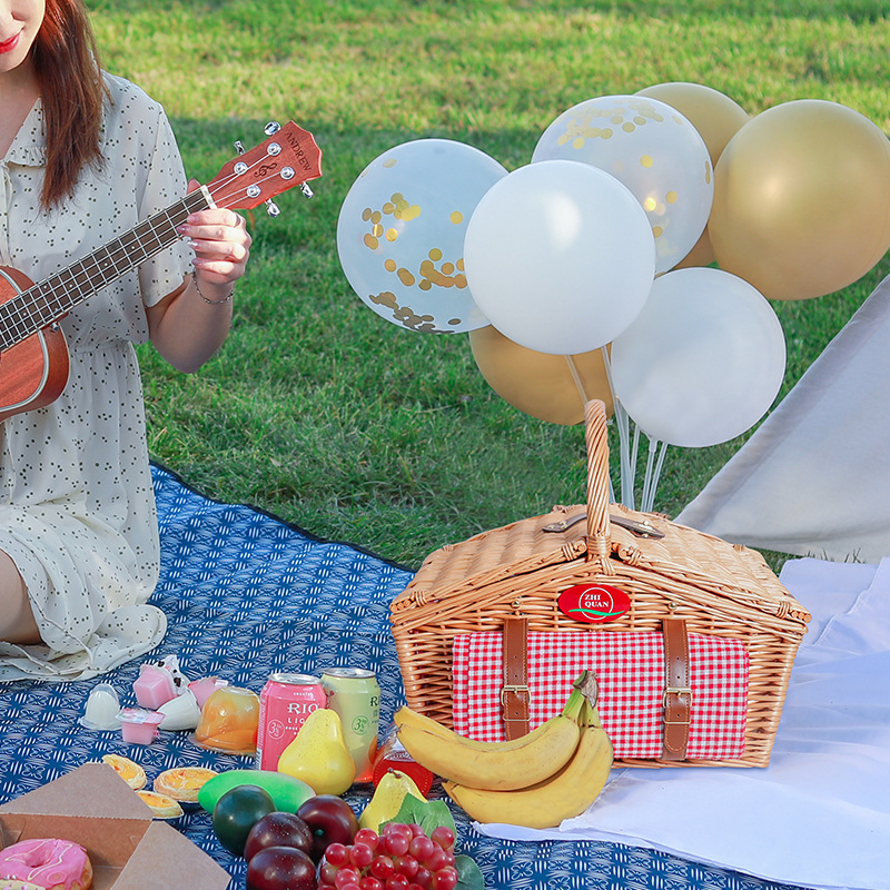 Canasta de picnic de bambú cesta de picnic cesta de aislamiento de ratán portátil plegable hogar suministros de picnic Internet Celebrity Storage