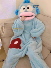 汉顿丑鱼连体睡衣女珊瑚绒加厚保暖秋冬季抽象搞怪爆款情侣睡袍男