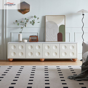 Retro Tv Cabinet New Cream French Tv Cabinet Minimalist Integrated Tv Cabinet Storage Internet Celebrity Floor-Standing