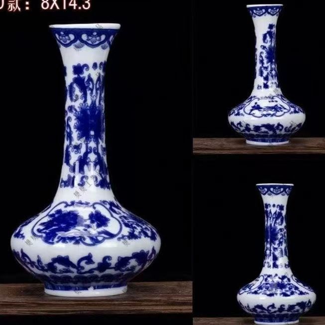 Vaso de escritorio de cerámica de porcelana pequeña boca mini hidroponía de flores retrógradas botellas de flores de porcelana