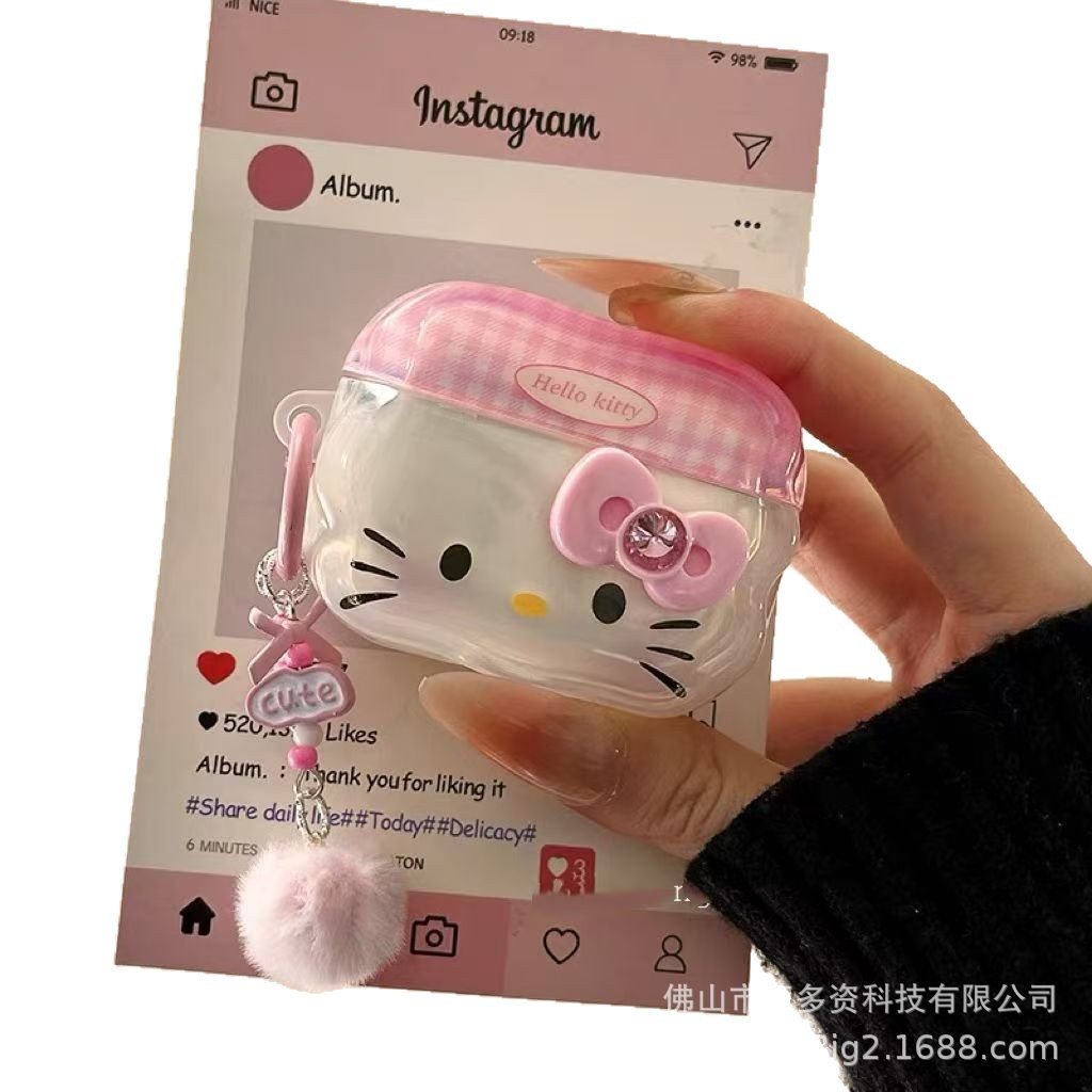 Cartoon Pink Kitty Cat Bow para Apple Airpods 4 generación cubierta de auriculares pro3 estuche de auriculares image 6