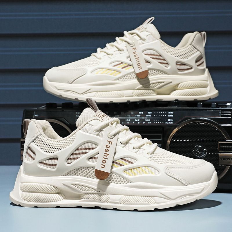 Zapatos de primavera para hombres, nuevos zapatos de malla transpirables, zapatos deportivos de plataforma de todo fósforo coreanos para hombres, zapatos casuales para correr