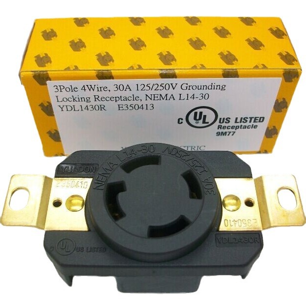 翼德电器厂家现货直销NEMAL14-30R美式防脱插座 美标防松工业插座