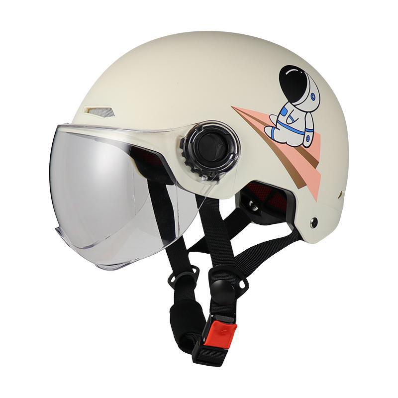 helmet, breathable, adjustable | Diàndòngchē Auto Parts and Accessories - matte-white-airplane-adult-brown-lens-bear-ears