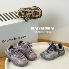Maixiaomai 子供靴新しいヌバックレザー子供カジュアルシューズ 2025 秋ベルクロソフトソール男の子と女の子のランニングシューズ